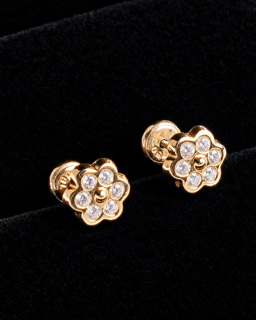 Topos Flor Oro 18K Piedras Blancas, foto 1 de 2